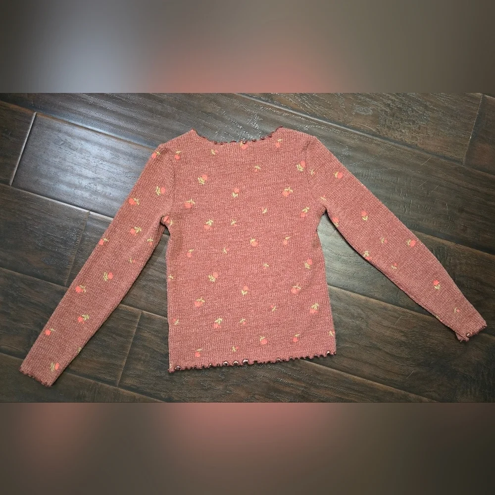 Old Navy Girls Lettuce Trim Floral Long Sleeve Casual Top Large